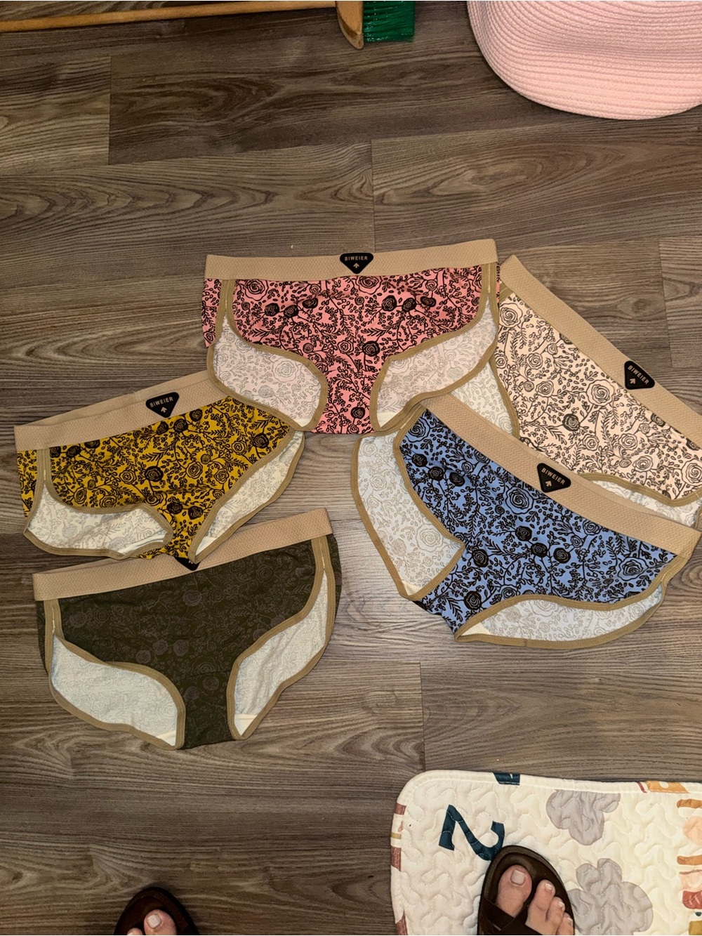 Cacique Floral Bikini Briefs in Pink and Tan
